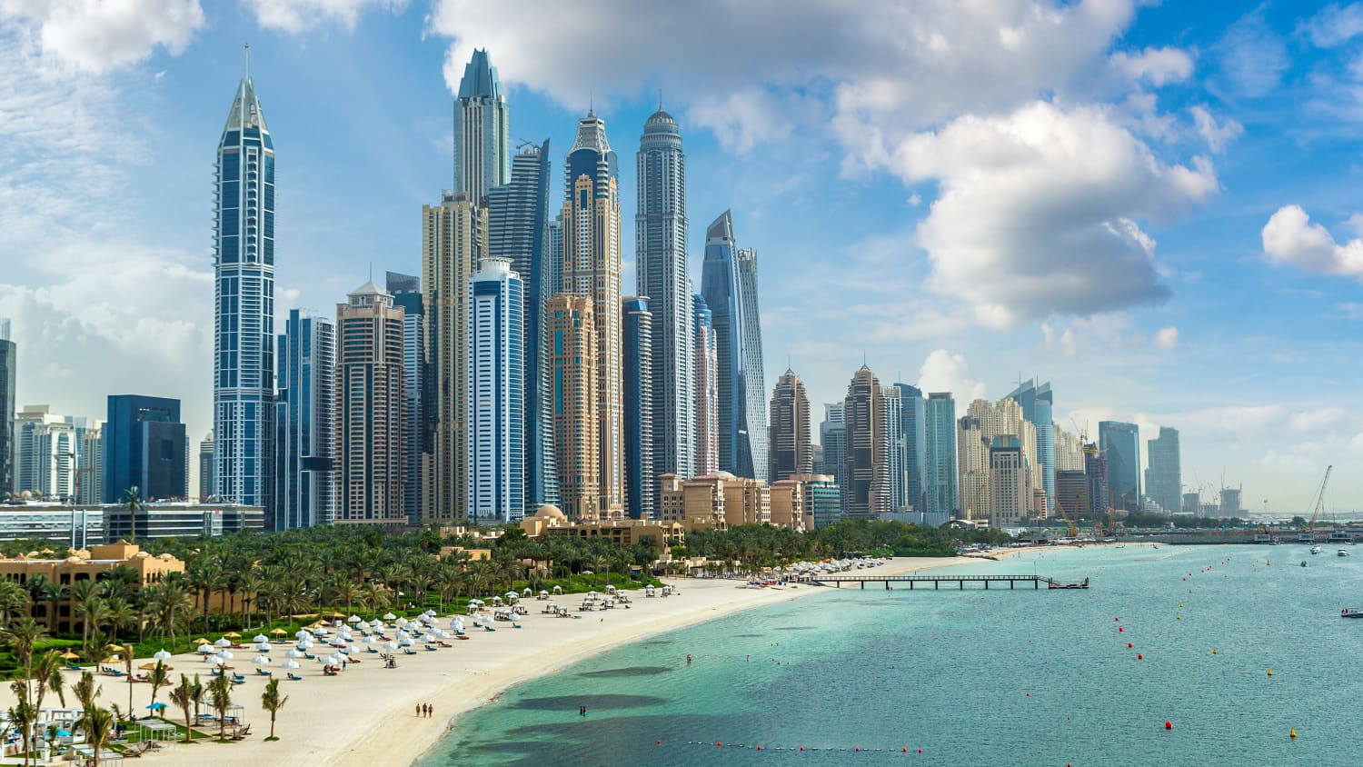 Dubai Stadt Strand Skyline Meer Wasser