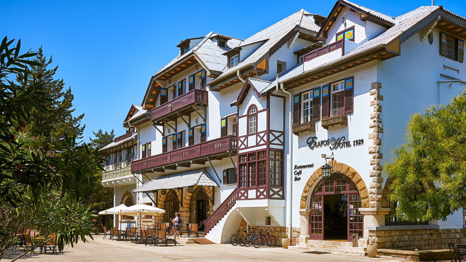Elafos Hotel auf dem Prophet Elias Berg auf Rhodos, Griechenland