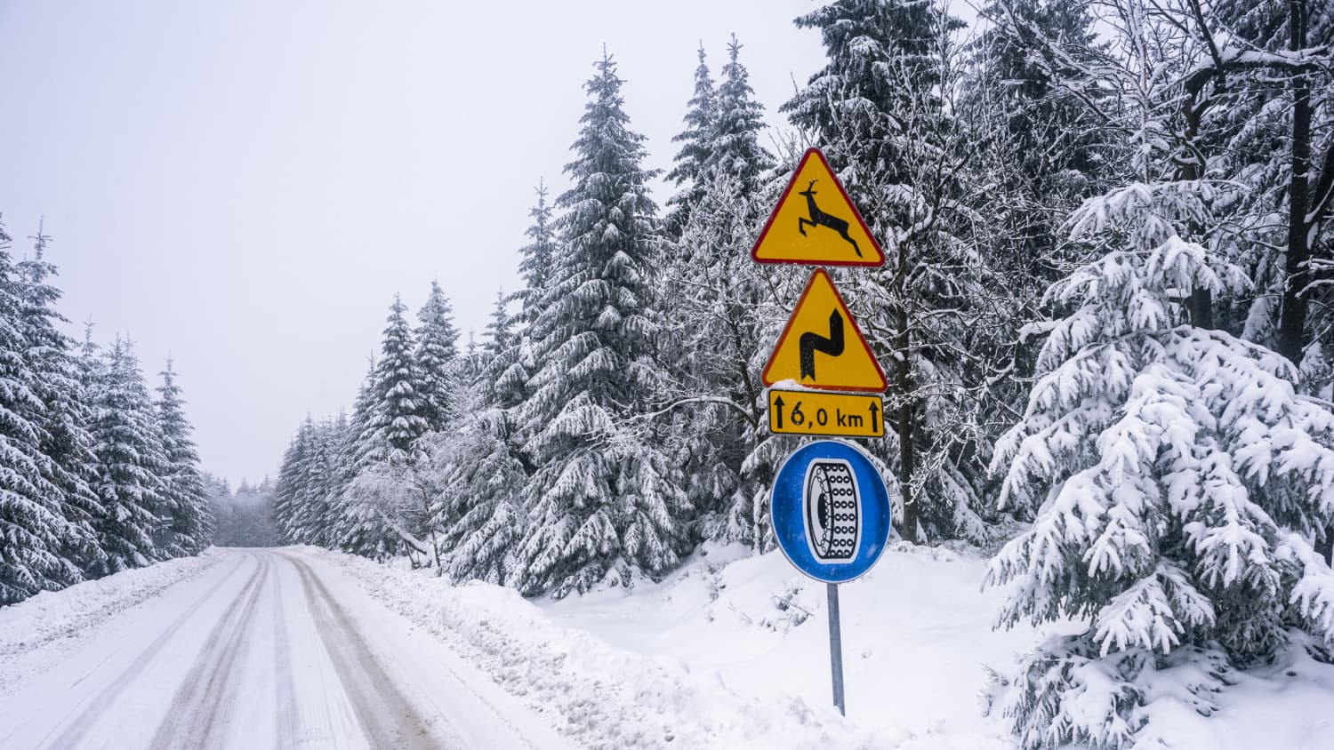 Regeln für Winterreifen und Schneeketten im Ausland