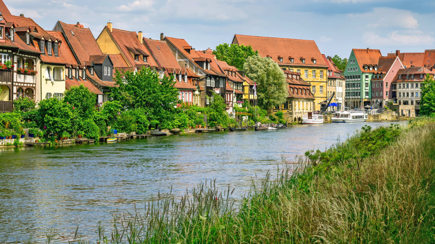 Ansicht der Häuser von Kleinvenedig in Bamberg an der Regnitz