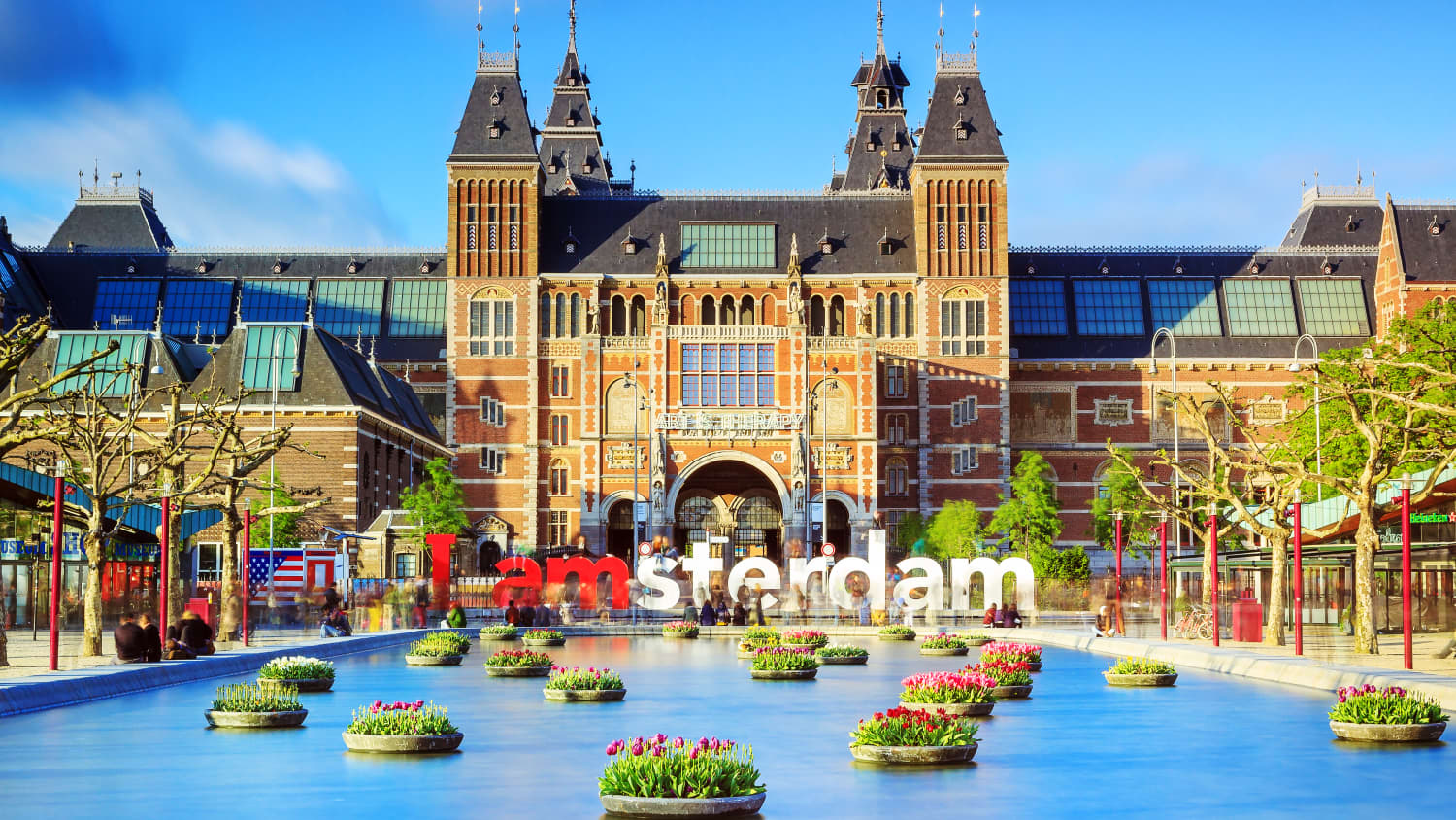 Wunderschöne Tulpen vor dem Rijksmuseum in Amsterdam