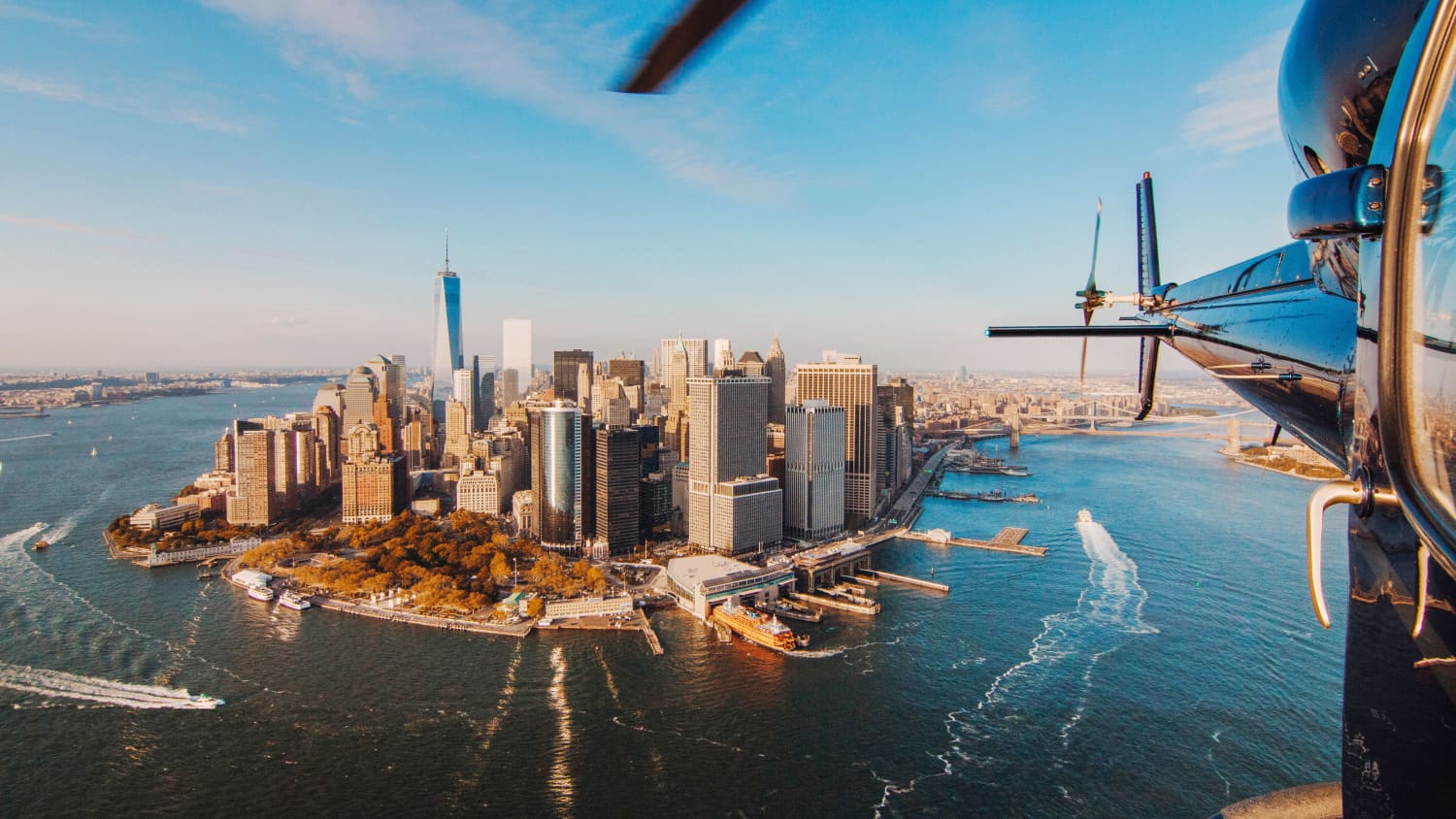 Blick aus dem Hubschrauber auf Manhatten New York