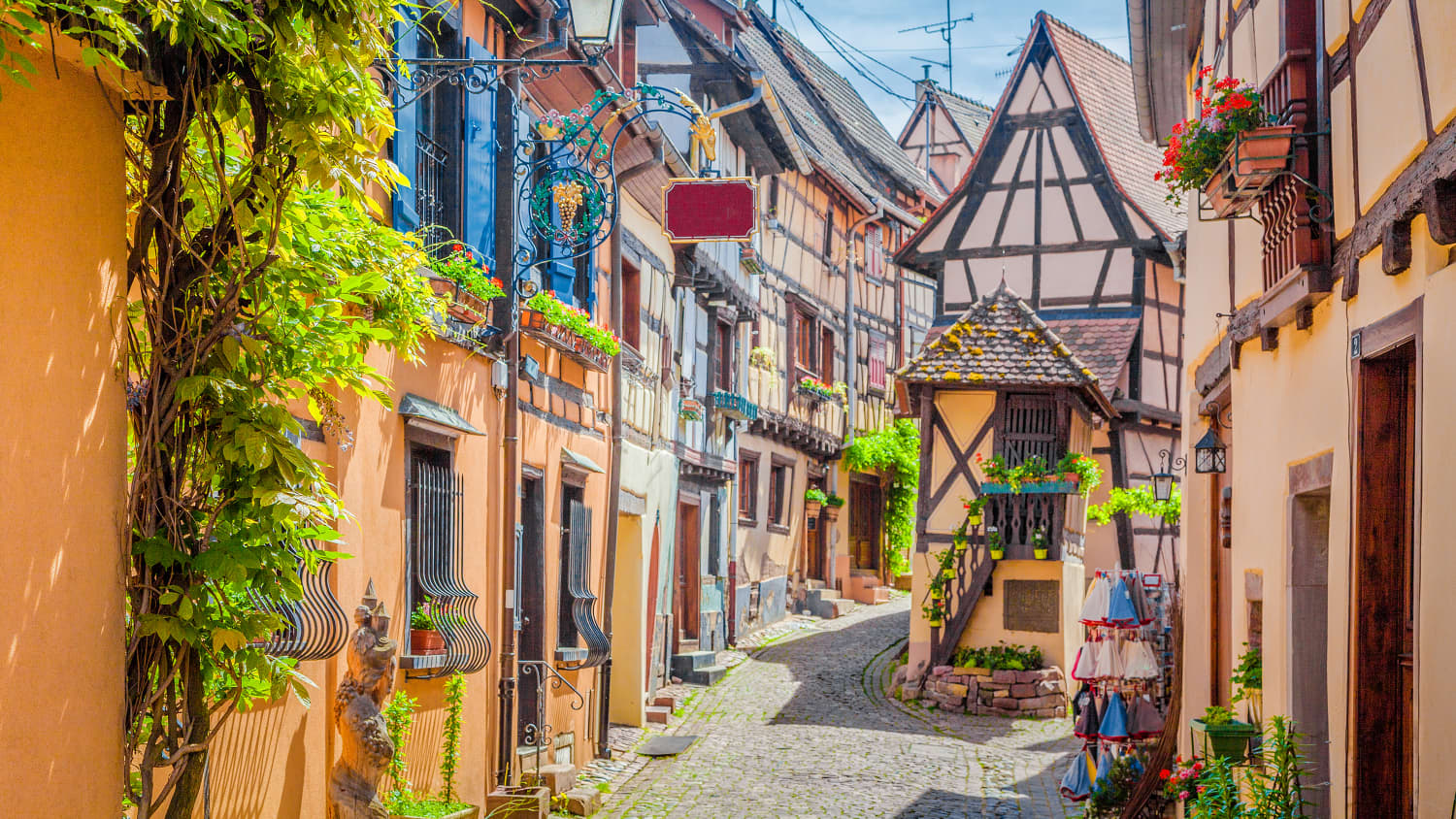 Fachwerkhäuser in der Weinstraße in Straßburg