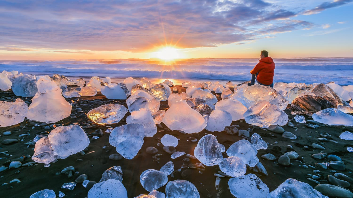 Eisformationen am Diamond Beach in Island