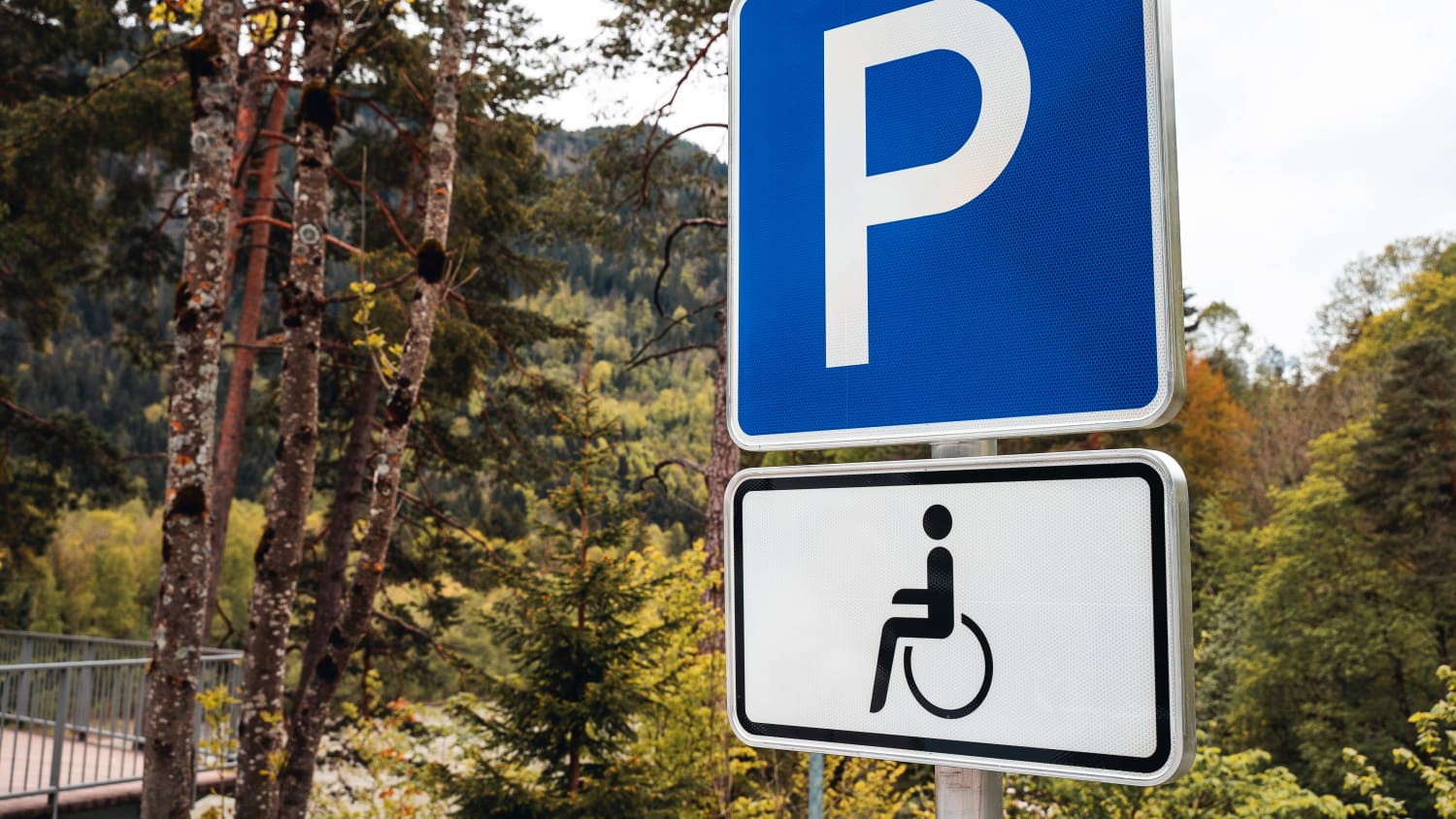 Verkehrsschild mit Parksymbol für Behinderte