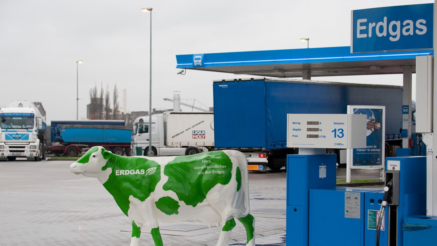 Eine Erdgaszapsäule auf einer Tankstelle