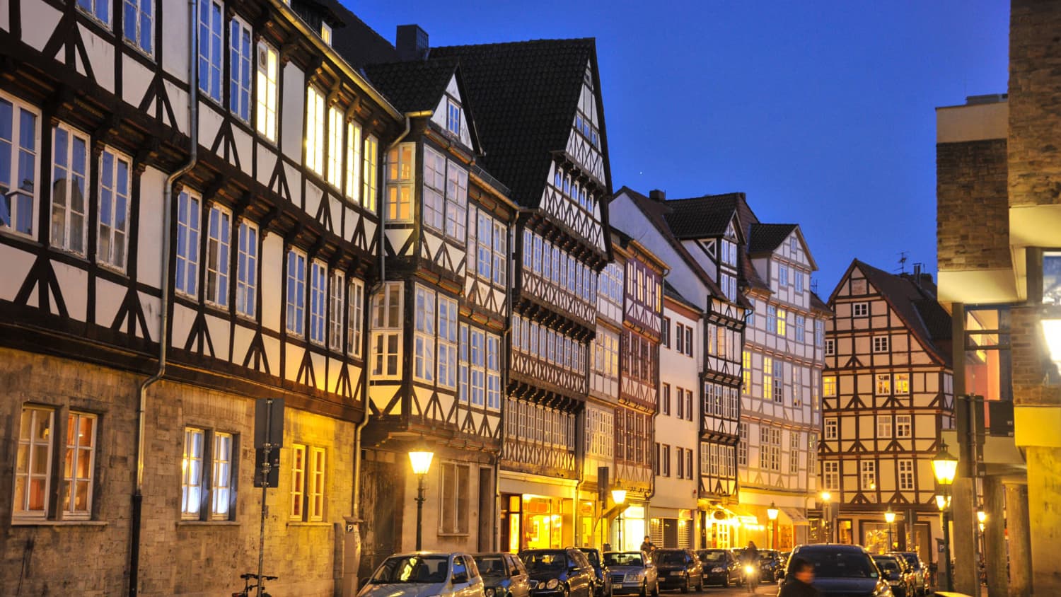 Die Altstadt von Hannover und Fachwerkhäuser in der Burgstrasse und am Ballhofplatz