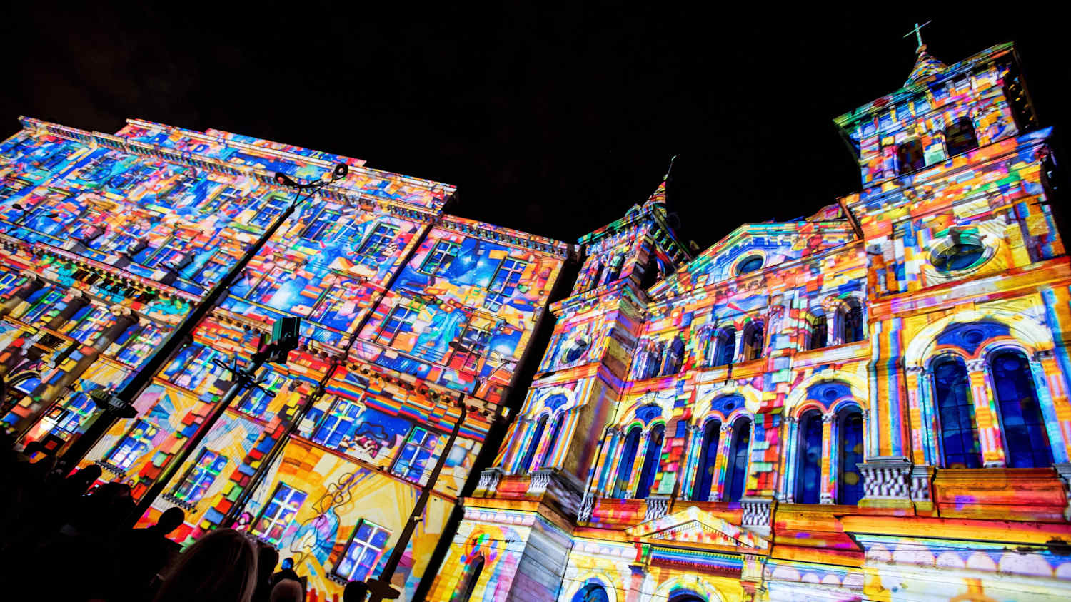 Eine Lichtinstallation beim Light Move Festival in Lodz