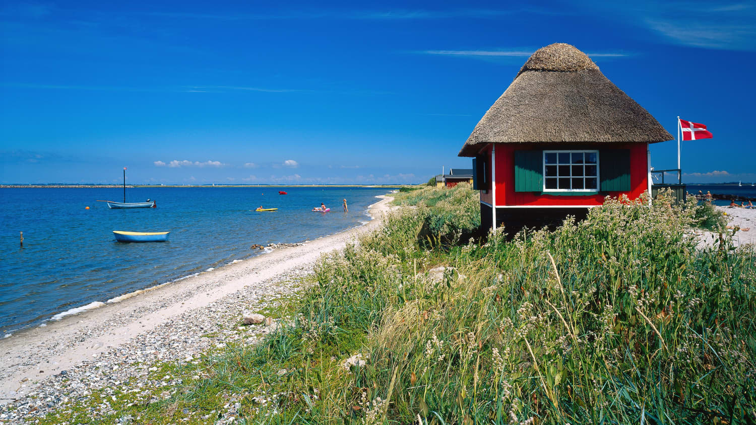 Strandhäuschen am Strand Eriks Hale bei Marstal auf der Insel Aero