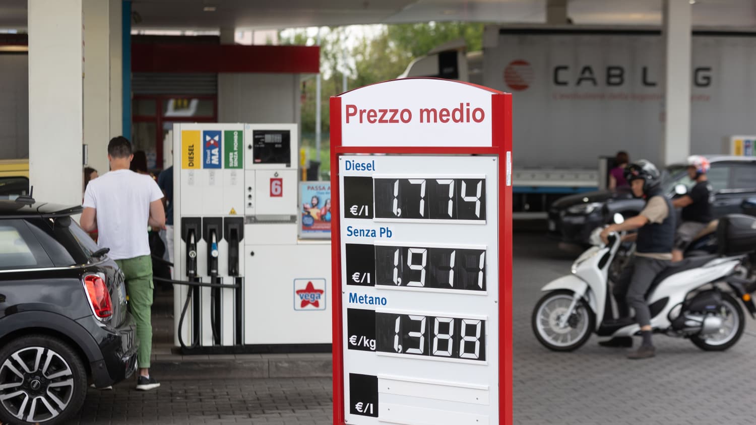 Durchschnittspreis an einer italienischen Tankstelle
