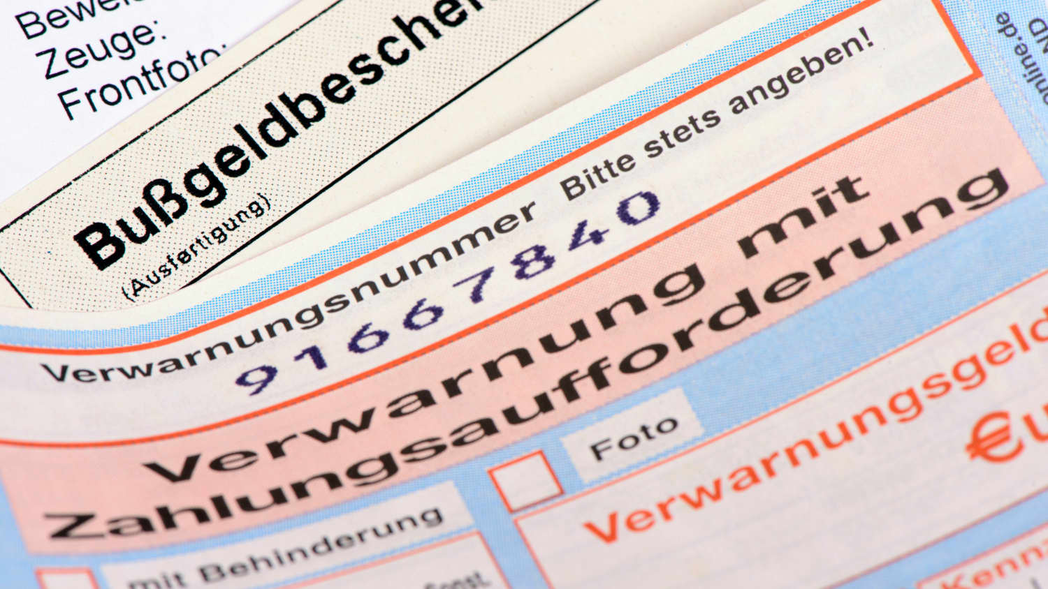 Bußgeldbescheid mit Zahlungsaufforderung