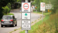 Straßenschild Umweltzone mit Diesel frei ab Euro 6