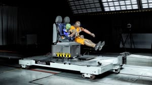 Aufnahme während eines Wohnmobilcrashs, Test der Rücksitzbank