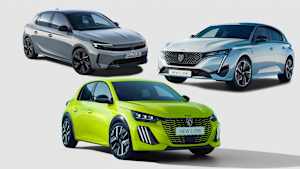 Montage aus Peugeot e-208, Peugeot e-308 und Opel e-Corsa