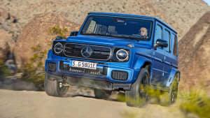 Frontaufnahme fahrend vom Mercedes EQG