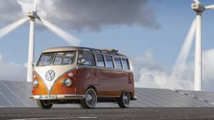 Umgebauter T1 Bulli in ein Elektro-Fahrzeug