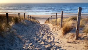 Aufgang zum Meer an der Küste in den Niederlanden