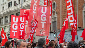 UGT Flaggen bei einem Streik in Spanien