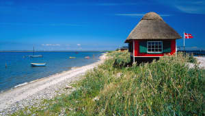 Strandhäuschen am Strand Eriks Hale bei Marstal auf der Insel Aero