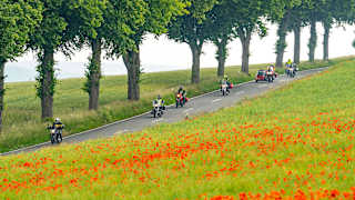 Sechs Motorradfahrer auf der Landstraße bei Warstein