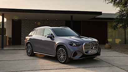 Front und Seitenansicht eines Mercedes GLC mit EQ Technologie