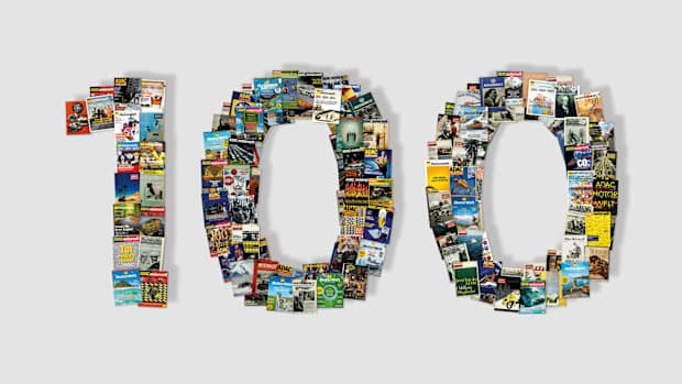 Die Zahl 100 aus verschiedenen Motorweltcovern