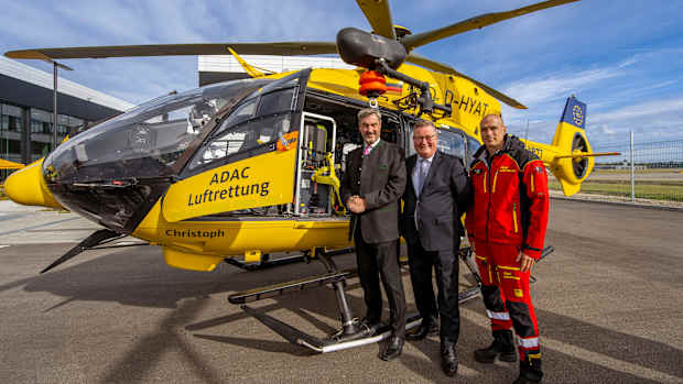 Markus Söder und Christian Reinicke bei der Eröffnung des Luftrettungs-Campus Oberpfaffenhofen