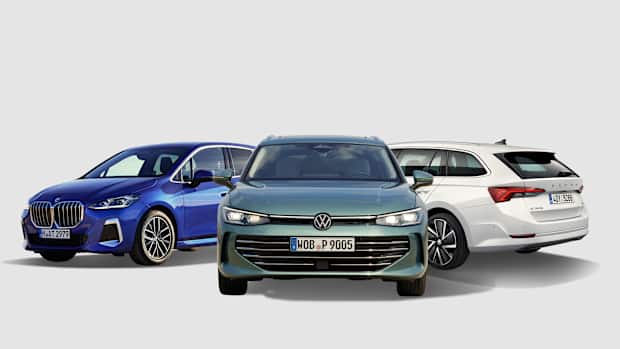 Collage aus BMW 2er, VW Golf Variant , Skoda Octavia