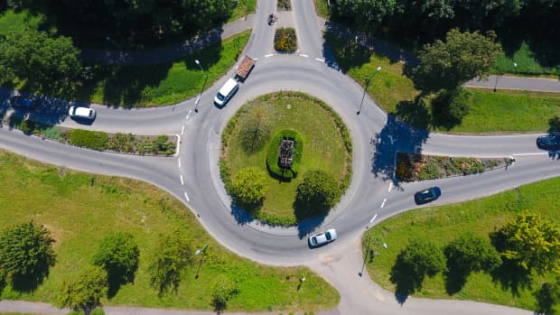 Kreisverkehr aus der Vogelperspektive
