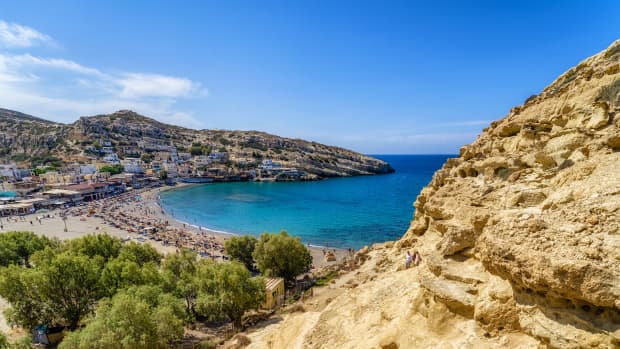 Der Strand von Matala auf Kreta