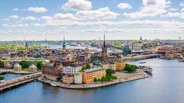 Luftaufnahme des Stadtpanoramas von Stockholm