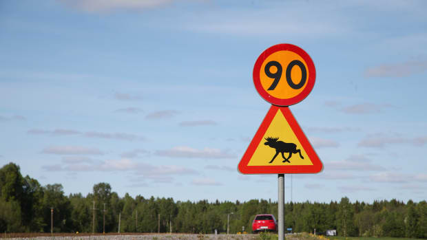 Ein Tempolimitschild in Schweden