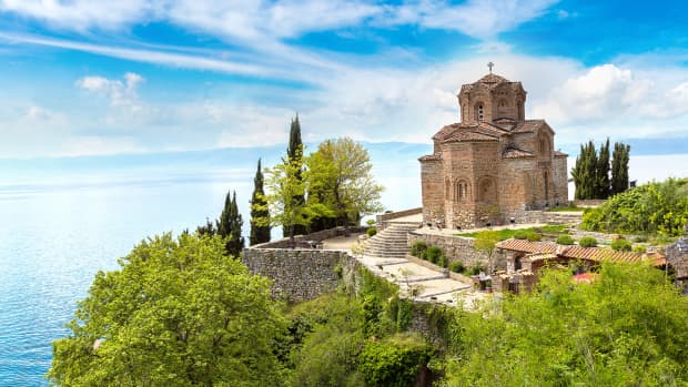 Jovan Kaneo Kirche in Ohrid an einem schönen Sommertag