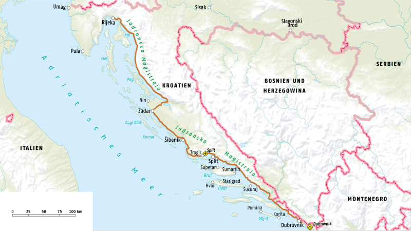 Karte von einem Teil Kroatiens