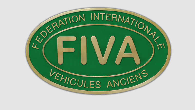 Das grüne ovale Logo der Fiva.org mit den Lettern FIVA und der Beschriftung Federation Internationale Vehicules Anciens