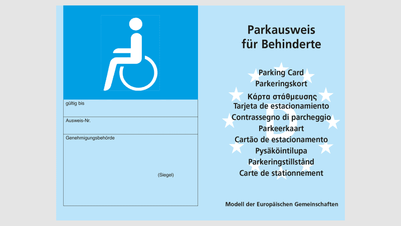Blauer Parkausweis für Behinderte