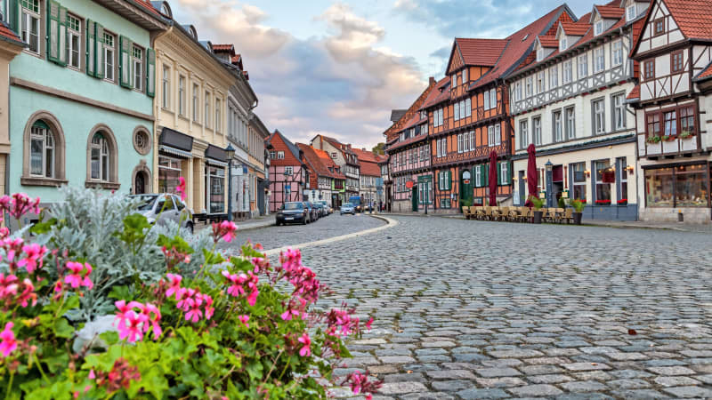 Straße in der Altstadt von Quedlinburg
