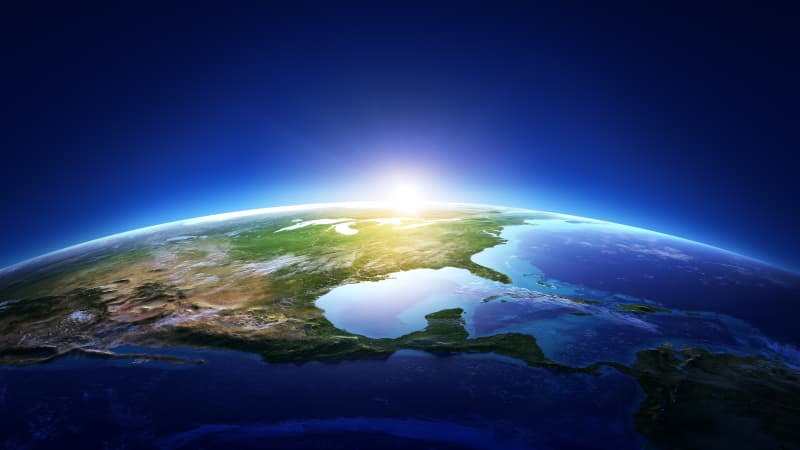 Die Erdkugel aus dem Weltall, Nordamerika ist zu sehen