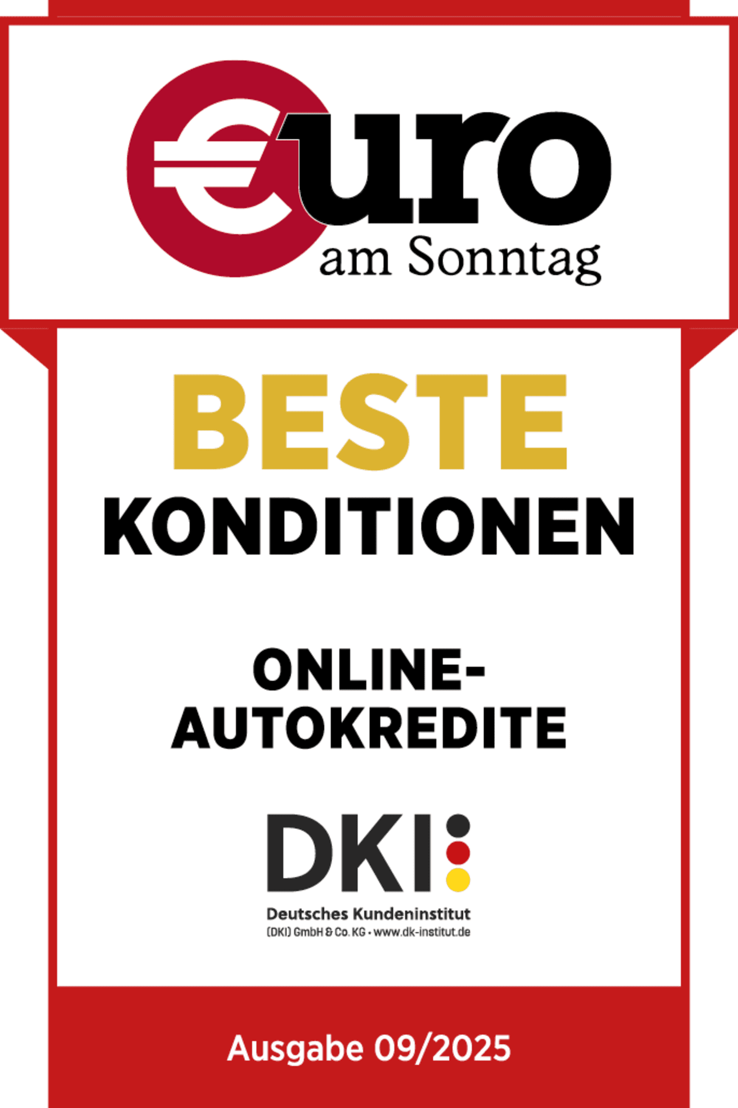 Siegel von Euro am Sonntag Beste Konditionen 2025 - ADAC Autokredit