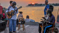 Musicians play in front of Key West in the Gulf of Mexico