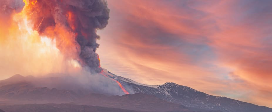 Der Ätna während seines Ausbruchs am 16. Februar 2020
