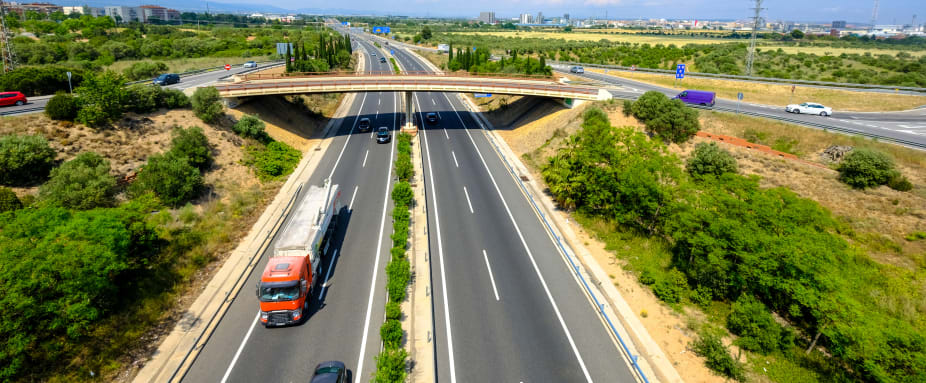 Autobahn AP7 bei Tarragona in Spanien