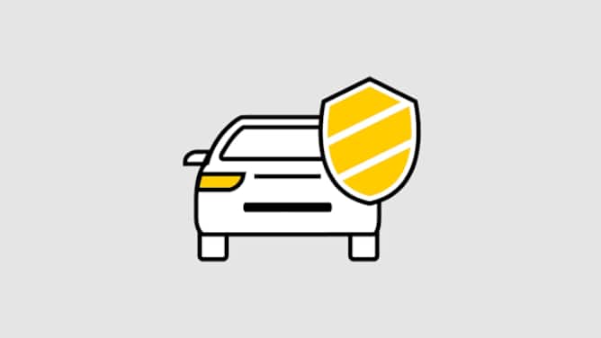 Auto mit gelb gefülltem Schutzschild - Vollkasko ADAC