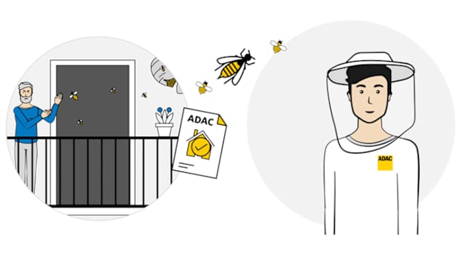 Mann ist verärgert über Wespennest vor der Tür - ADAC Handwerker