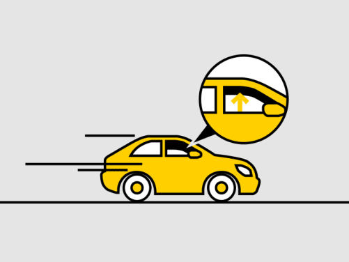 Auto f�hrt mit hoher Geschwindigkeit bei offenem Fenster - Fenster schlie�en f�r ressourcenschonendes Fahren