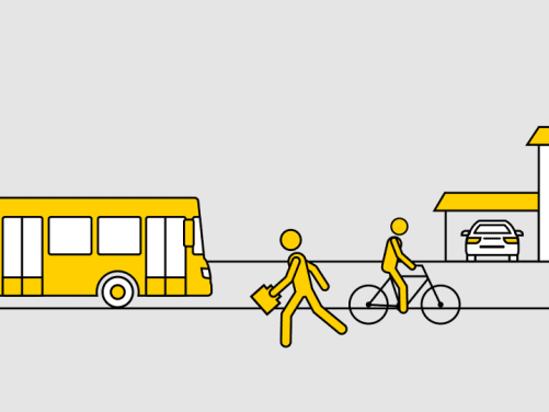 Auto in Garage alternativ zu Fu� mit �ffentlichen Verkehrsmitteln oder mit dem Fahrrad unterwegs -  f�r ressourcenschonendes Fahren