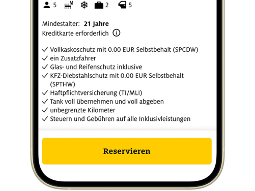Screen mit Mobility App Reservierung