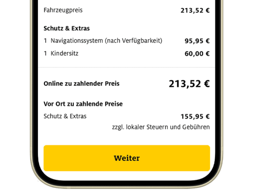 Screen mit ADAC Mobility App Preisbuchung