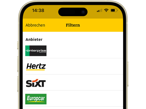 Screen ADAC Mobility App mit Premium Anbietern