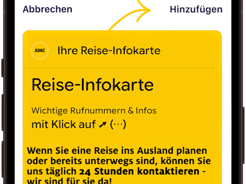 Screenshot von Handy mit ADAC Reise-Infokarte
